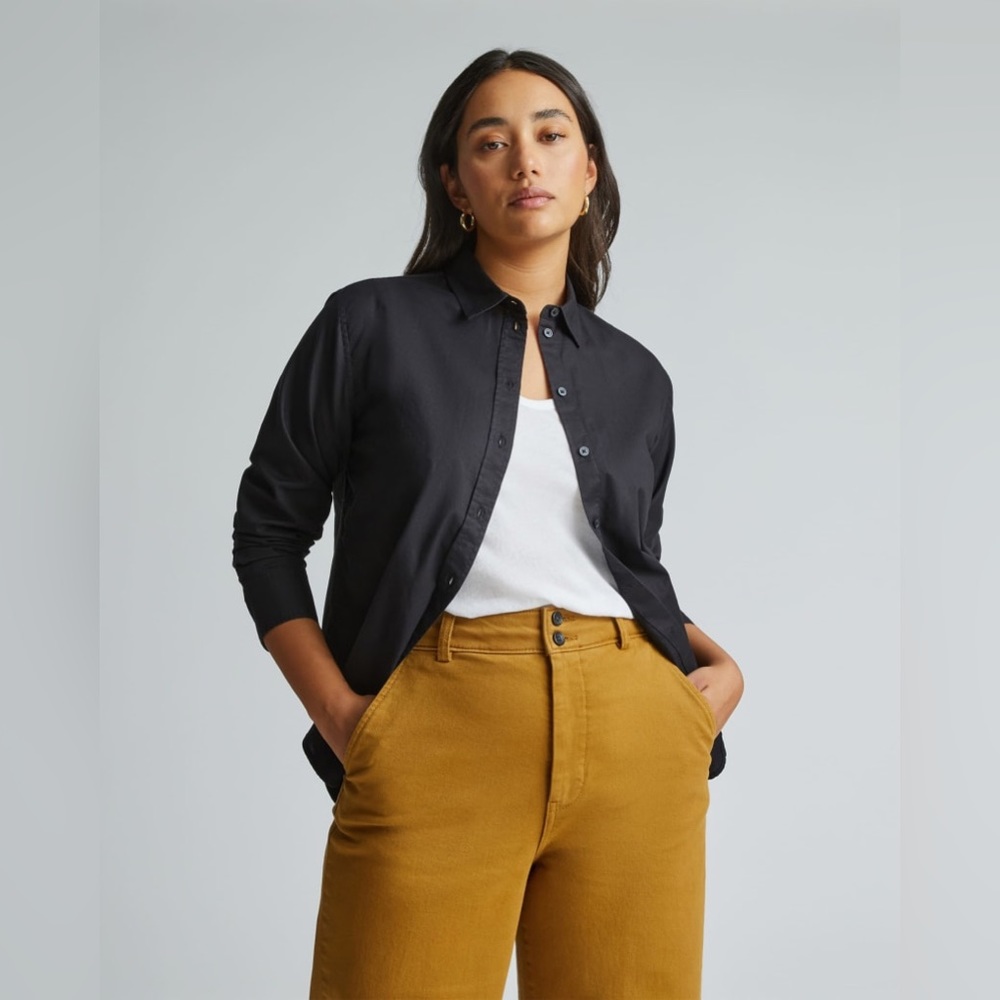 NWT Everlane The Silky Cotton Relaxed Shirt Black